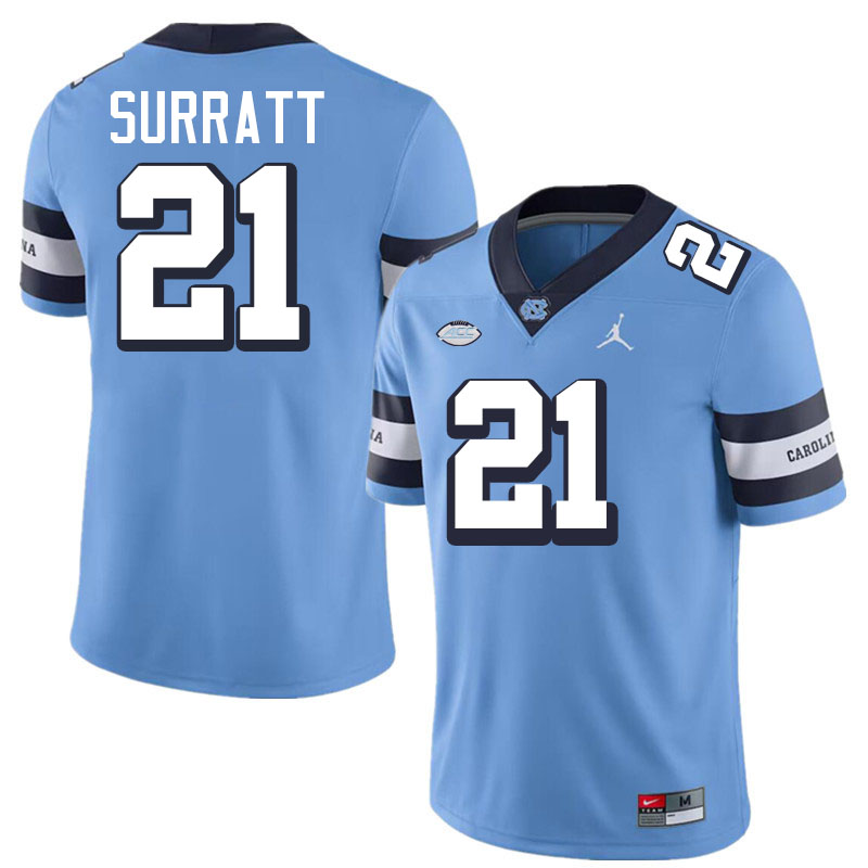 Chazz Surratt UNC Jerseys,North Carolina Tar Heels #21 Chazz Surratt Football Jerseys-Throwback Blue